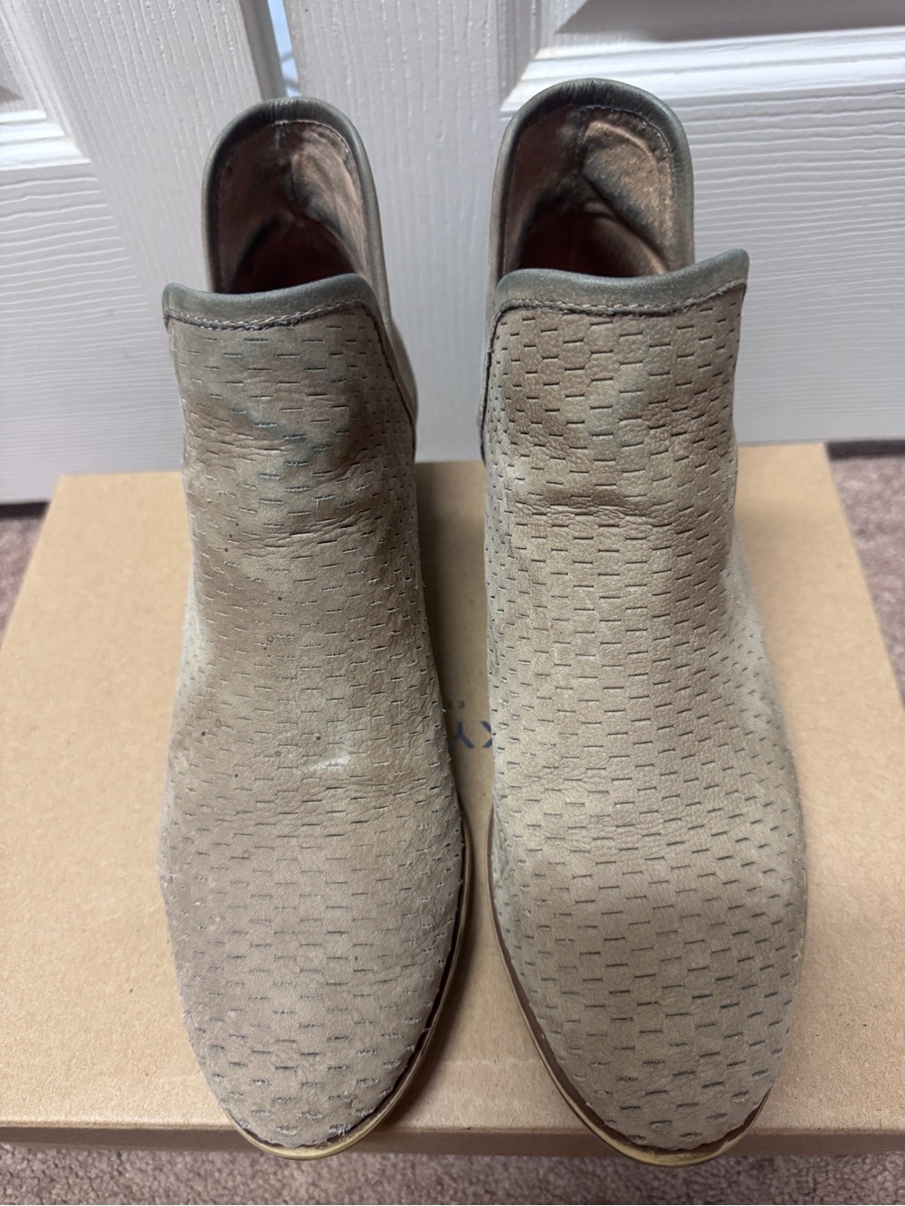 Lucky Brand Women's Taupe Slip-On Suede Booties